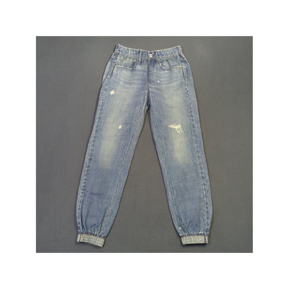 Rag & Bone Pants Womens XS Blue Miramar Joggers Cotton Terry Pull On Denim Print